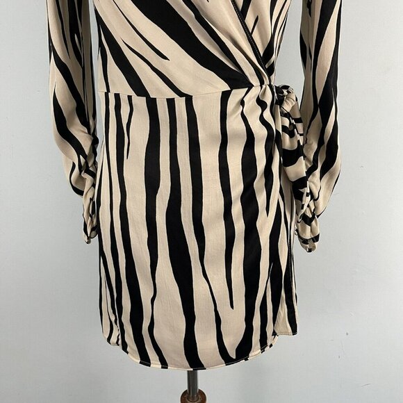 ZARA Long Sleeve Playsuit Romper Wrap Evening Party Cocktail Dress Small - Picture 5 of 12